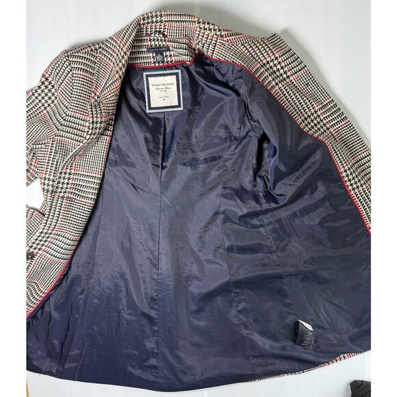 TOMMY HILFIGER Sz 12 Classic Plaid Wool Blend Long Overcoat Coat Jacket - Picture 5 of 7